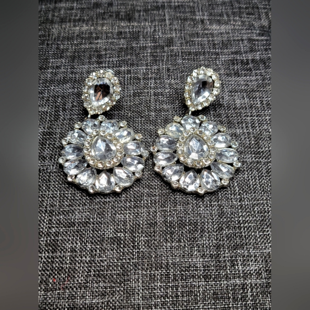 LARGE Silver Dangle Earrings | Jewlery | Clip on